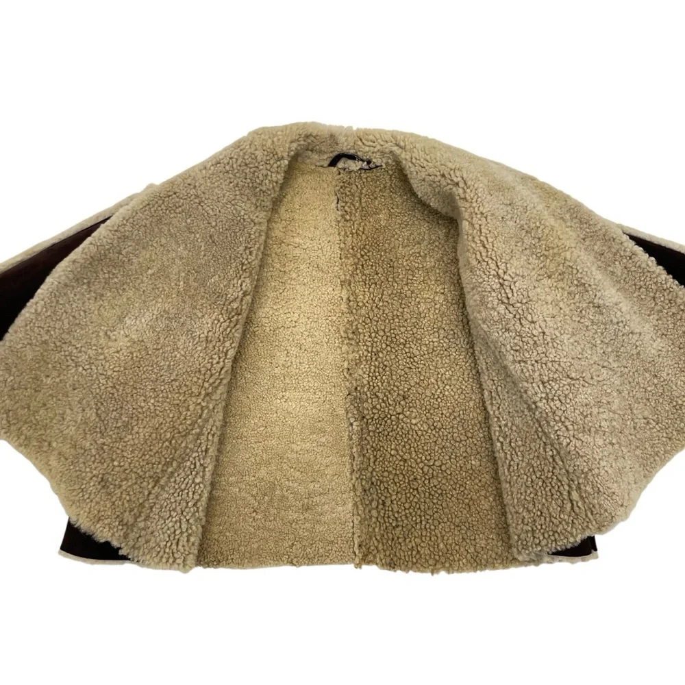 ❣️HP❣️Vakko Shearling & Suede Coat Large Brown/Natural - Picture 11 of 14